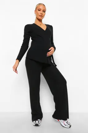 Maternity Brushed Rib Wrap Loungewear Set