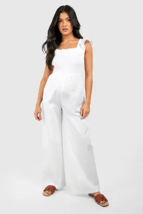 Maternity Frill Strap Shirred Jumpsuit