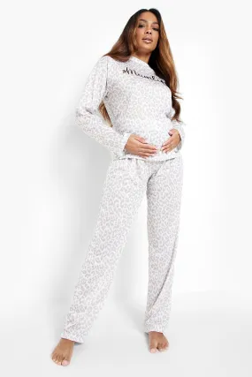 Maternity Mum Life Leopard Print Pyjamas