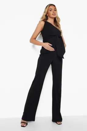 Maternity One Shoulder Wide Leg Jumpsuit