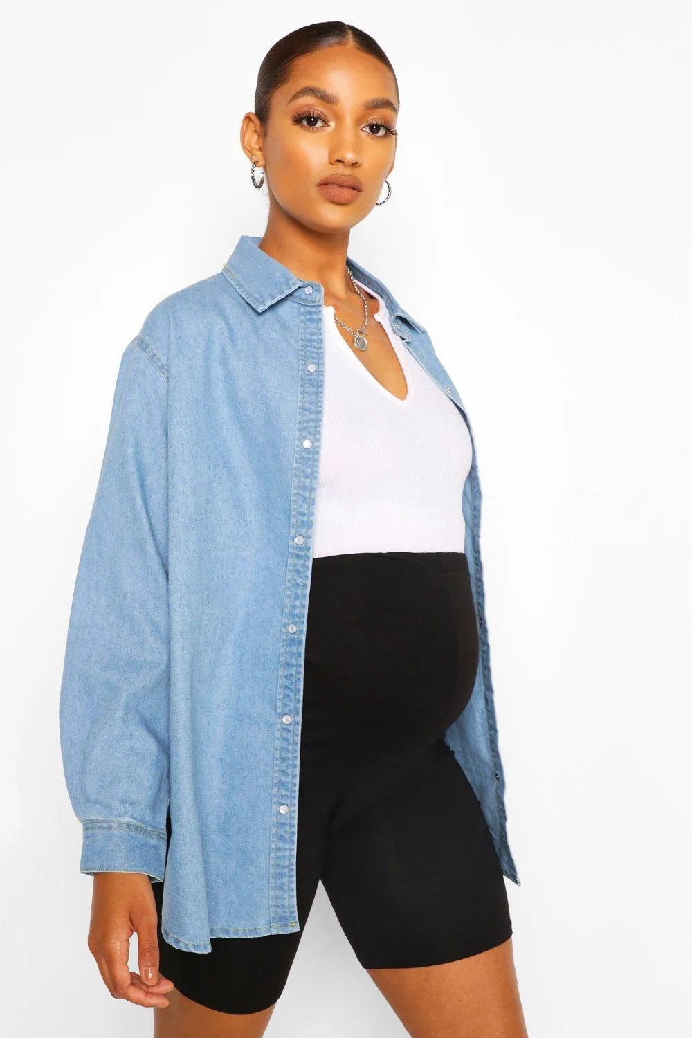 Maternity Oversized Denim Shirt