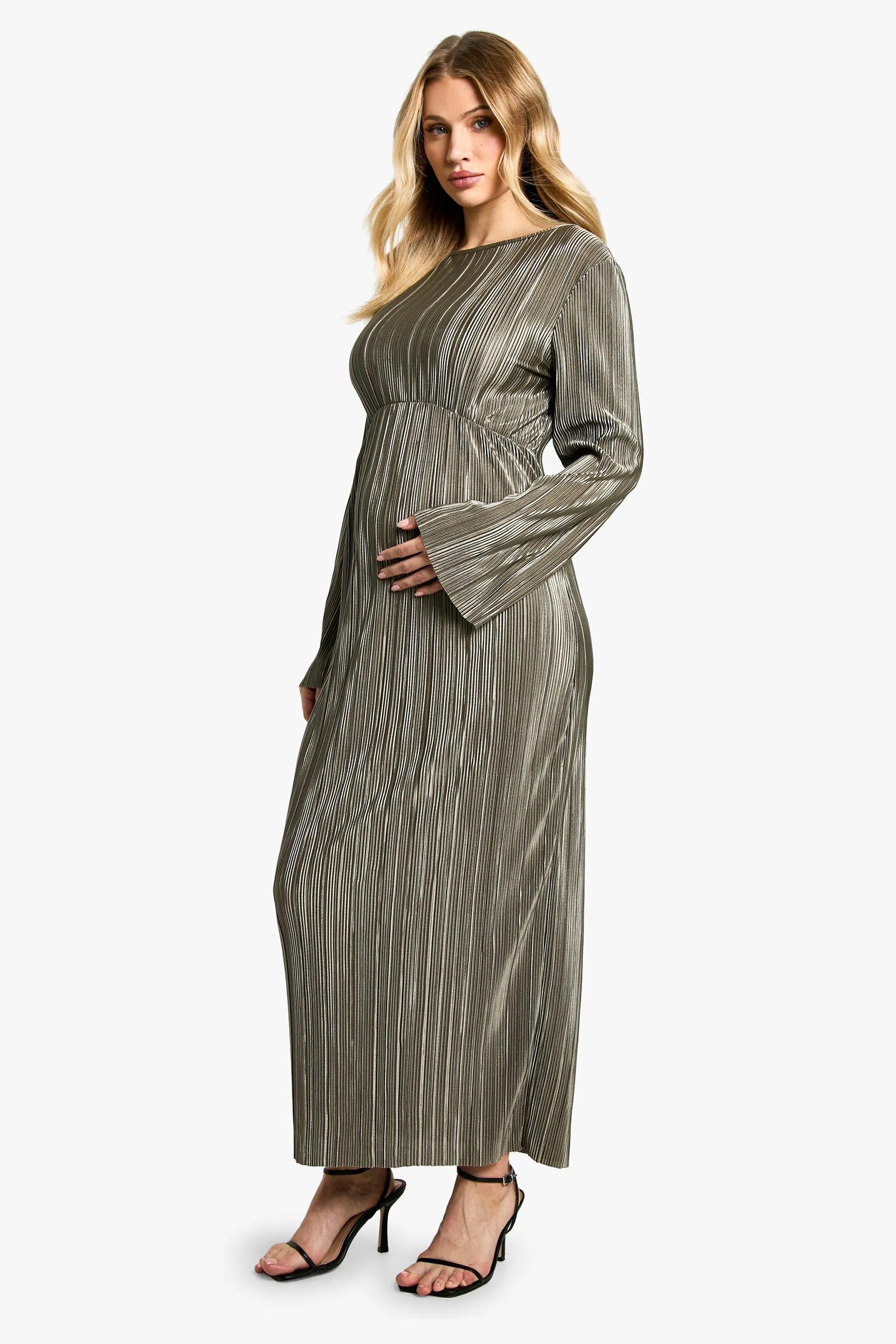 Maternity Plisse Batwing Midi Dress