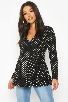 Maternity Polka Dot Wrap Top