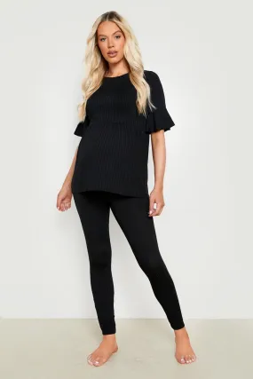 Maternity Rib Short Sleeve Smock Lounge Set