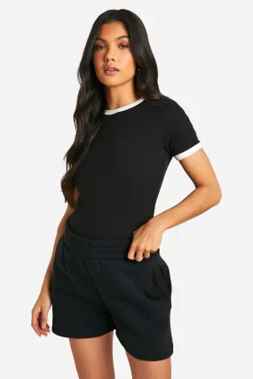 Maternity Ribbed Contrast Binding T-shirt