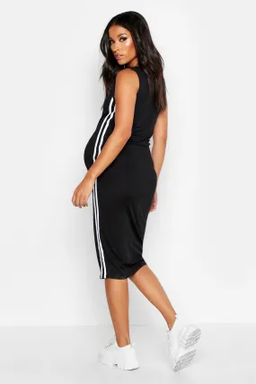 Maternity Side Stripe Rib Midi Bodycon Dress