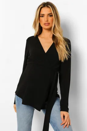 Maternity Soft Rib Nursing Wrap Top