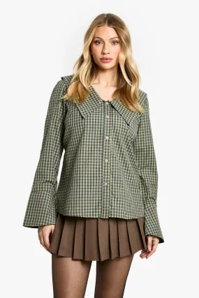 Maternity Statement Collar Check Blouse