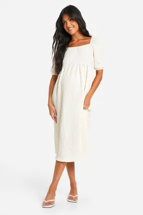 Maternity Textured Jersey Knit Midi Smock Dress