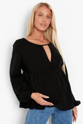 Maternity Woven Keyhole Smock Top