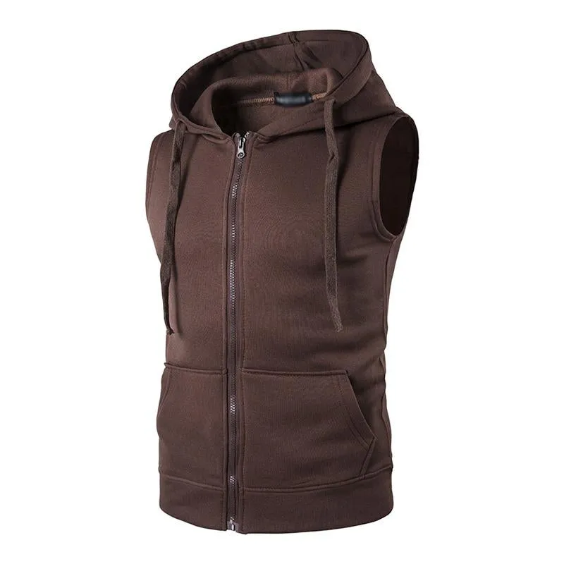 Men's Casual Hooded Zip Pocket Vest 20137124M