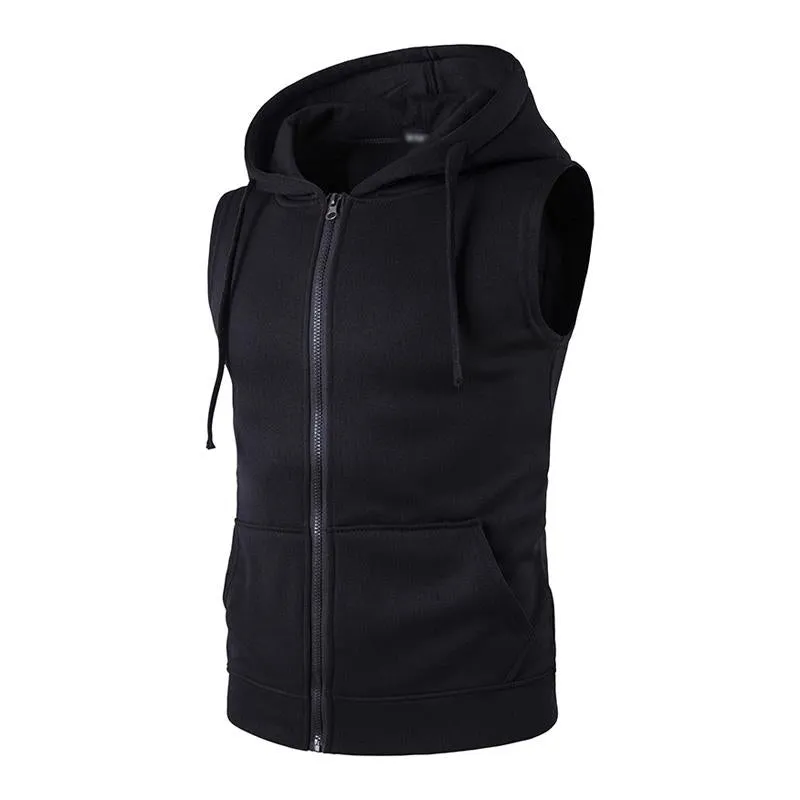 Men's Casual Hooded Zip Pocket Vest 20137124M