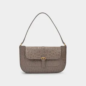 Miranda Bag in Grey Crocodile Embossed Leather