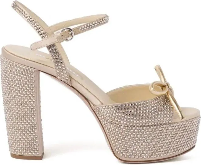 Miu 115mm crystal-embellished platform sandals Neutrals