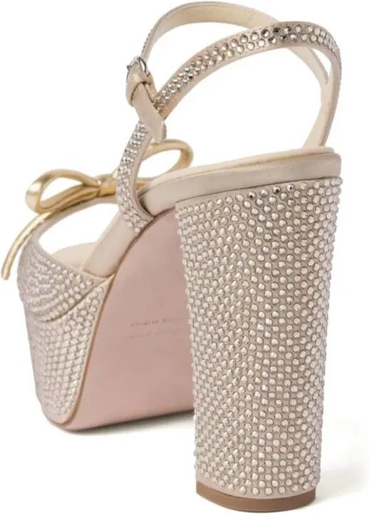 Miu 115mm crystal-embellished platform sandals Neutrals