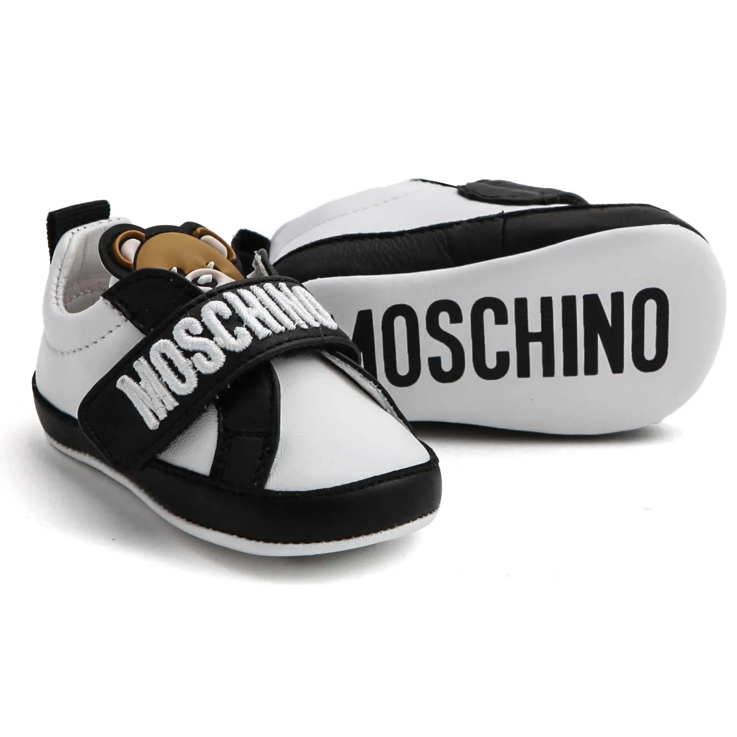 Moschino Baby White And Black Sneakers