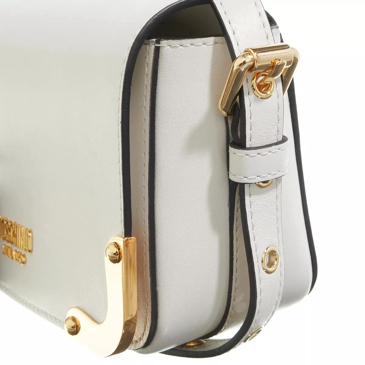 Moschino  Metal Corner Shoulder Bag White