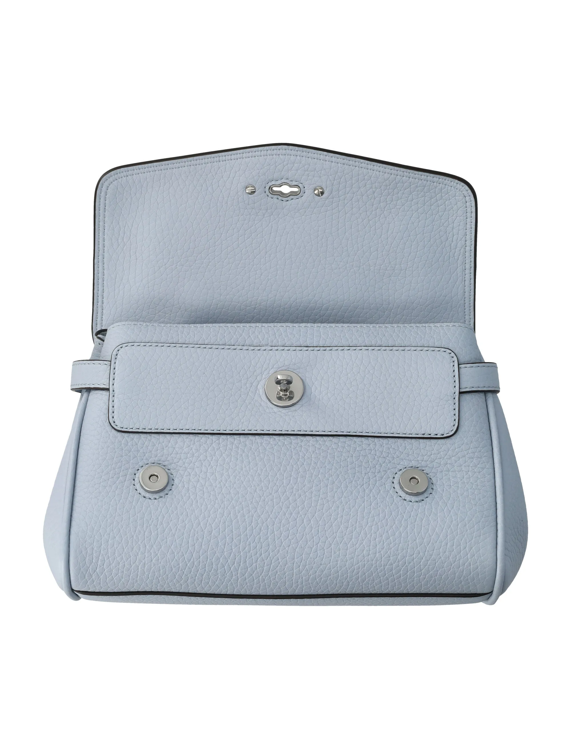 MULBERRY Poplin Blue Mini Alexa Leather Shoulder Bag with Braided Handle and Postman's Lock Closure