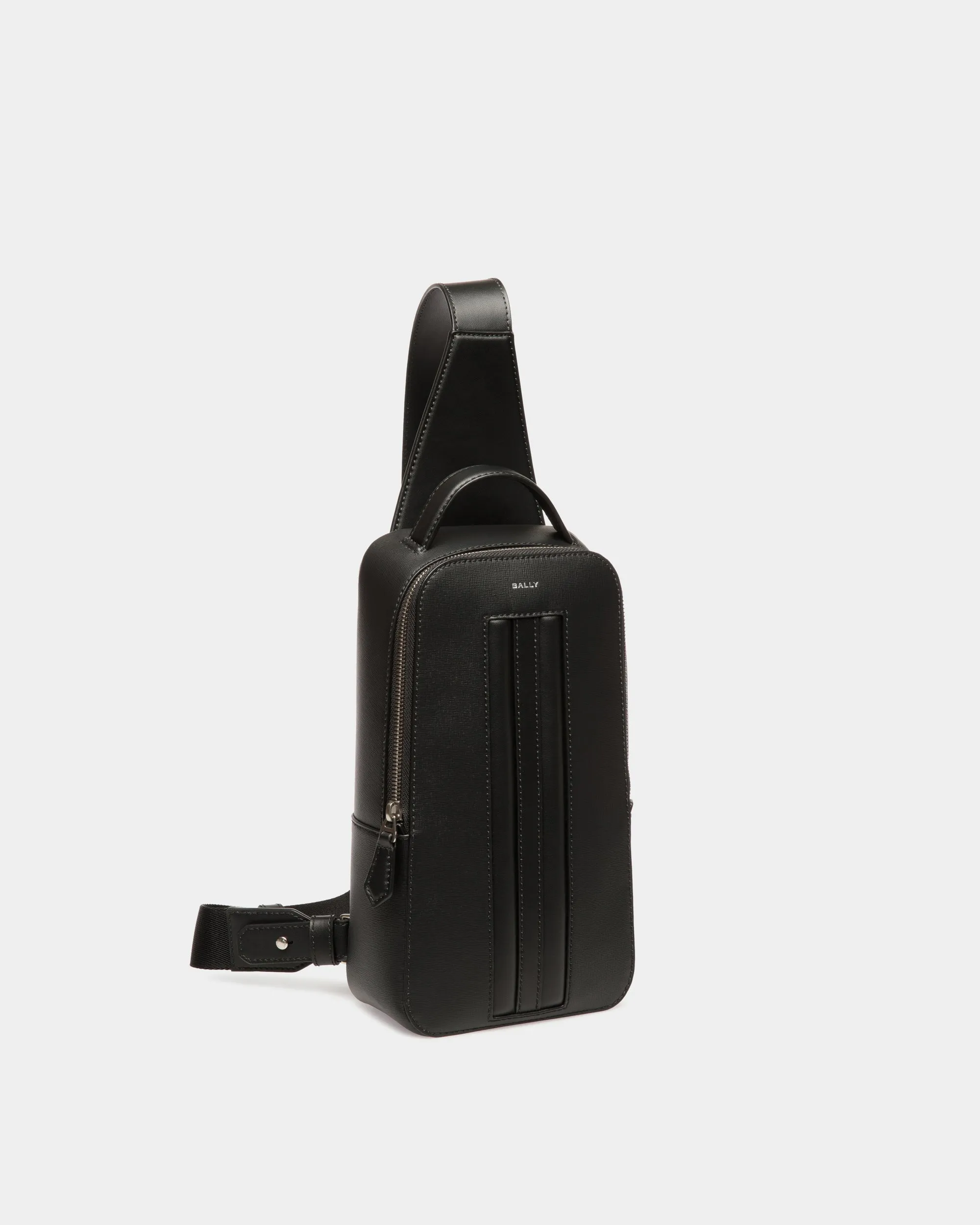 Mythos Sling Bag In Black Recycled Leather