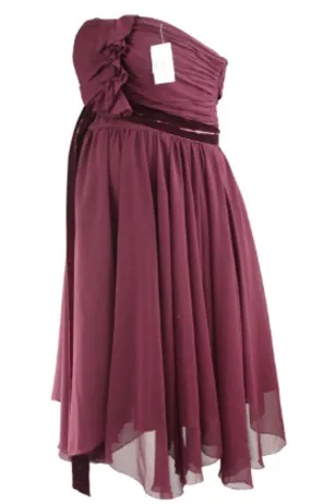 *New*  Wine A Pea In The Pod Collection Maternity Strapless A Line Special Occassion Maternity Dress