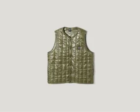 Nylon Ripstop Quilted Crew Neck Vest - Olive