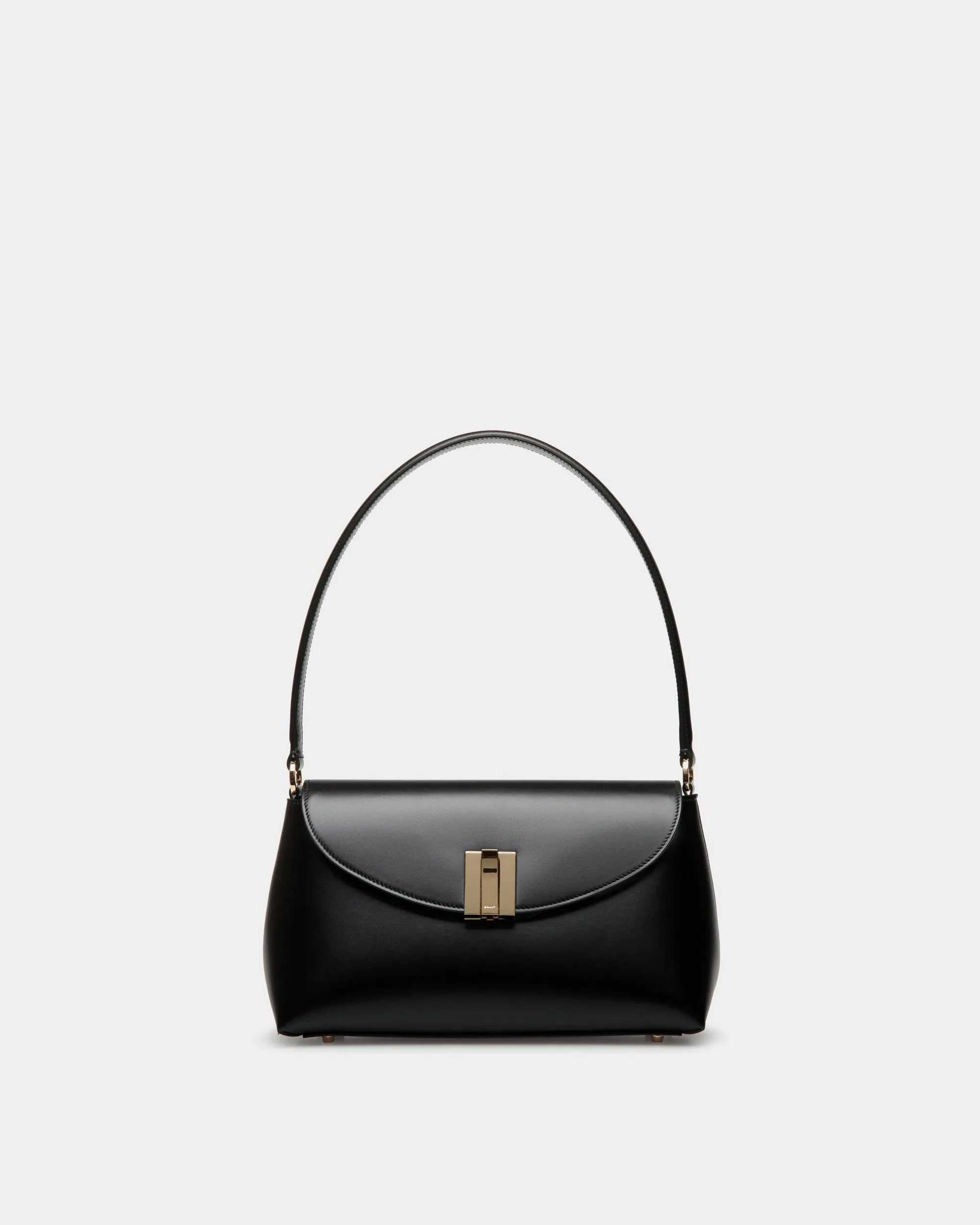 Ollam Small Top Handle Bag In Black Leather