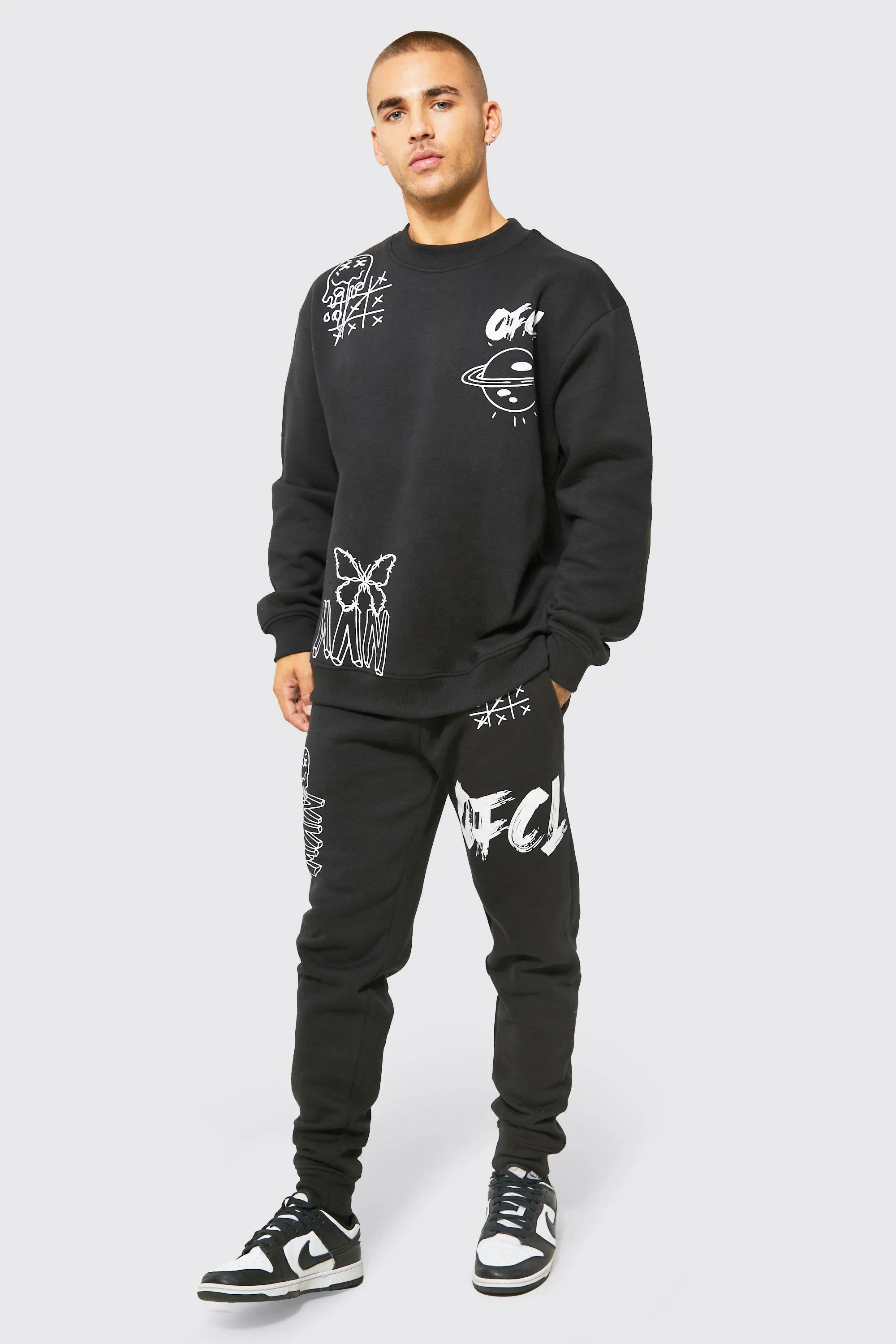 Oversized Ofcl Graffiti Sweatshirt Tracksuit