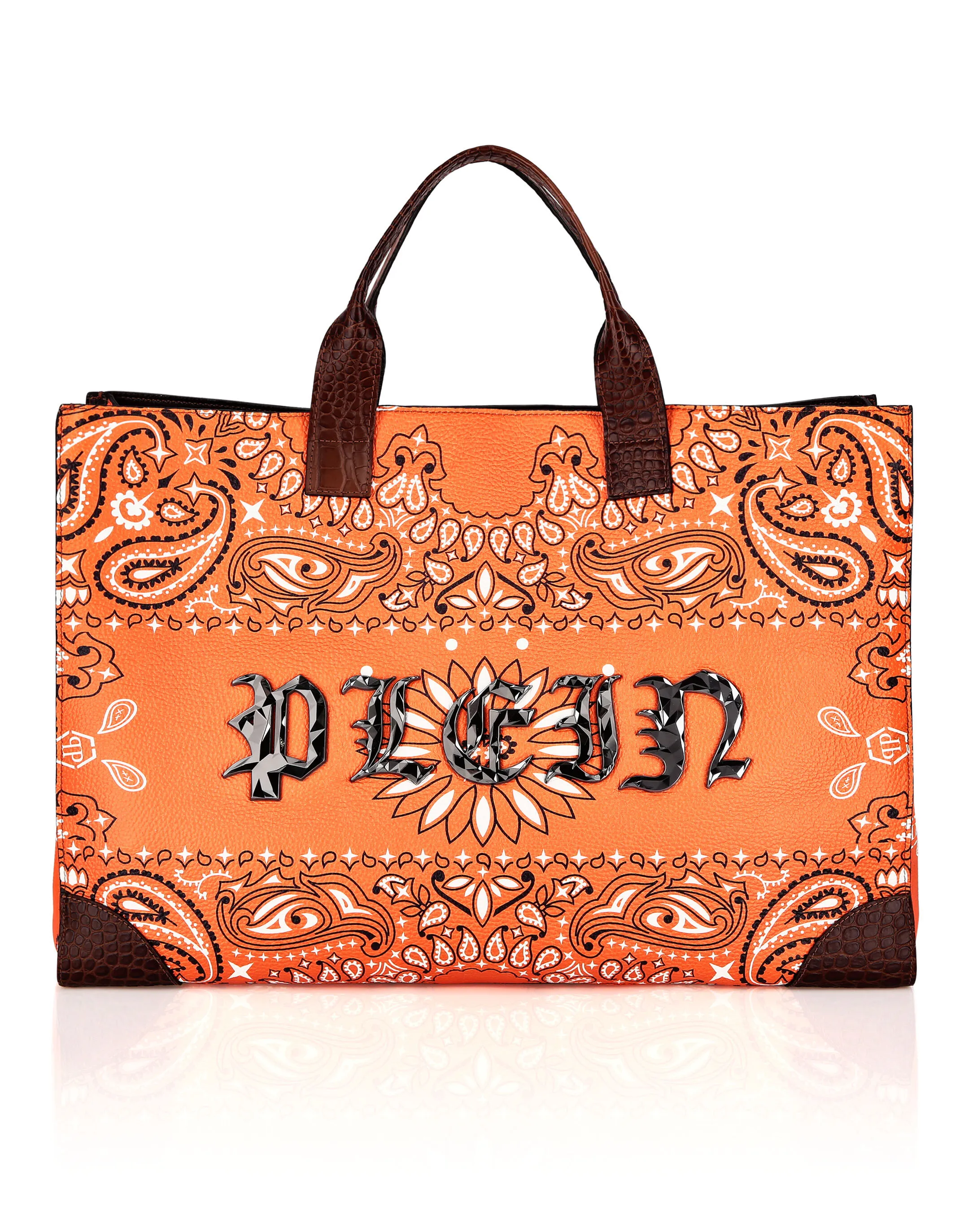 PHILIPP PLEIN Leather Handle Bag Paisley Gothic Plein