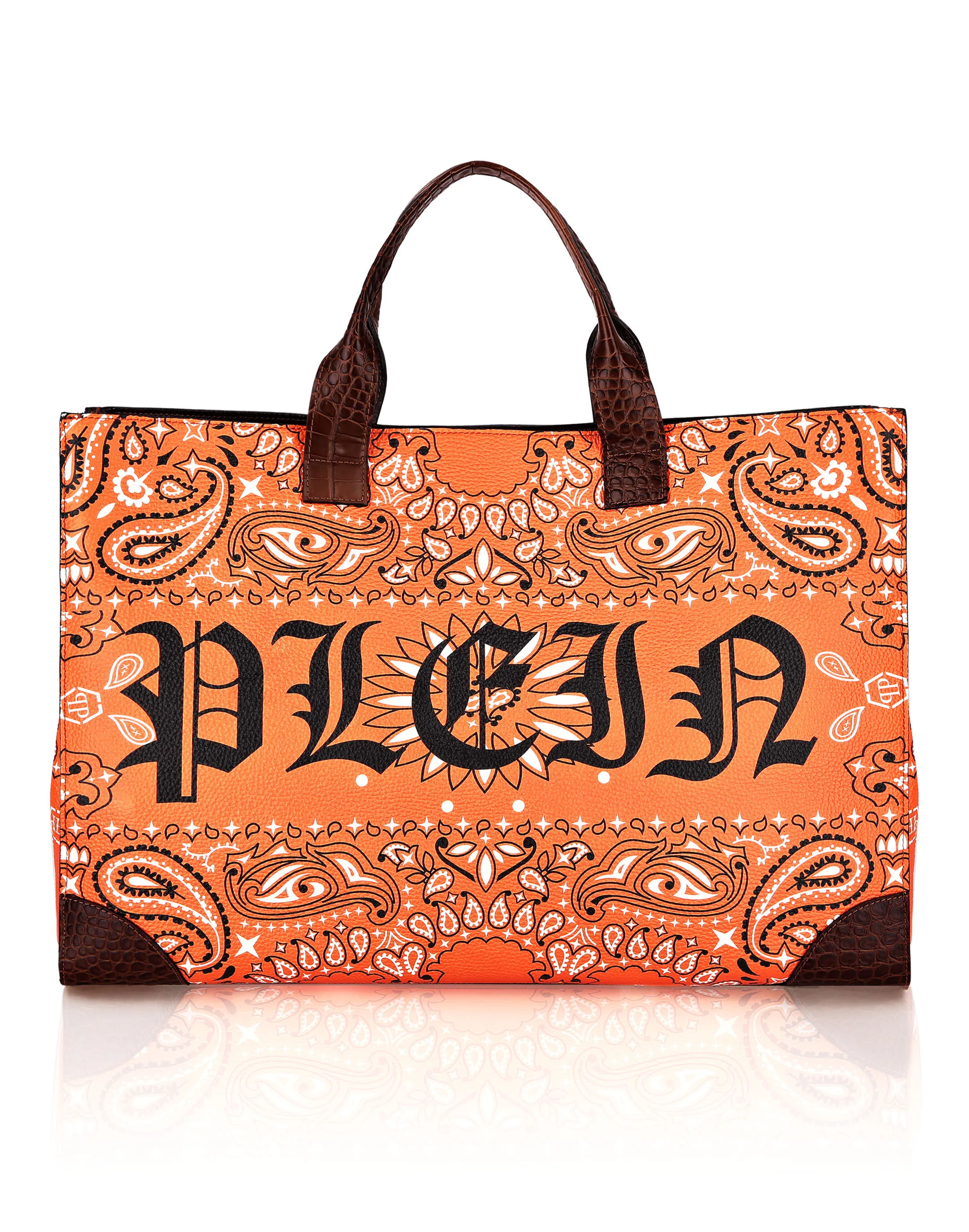 PHILIPP PLEIN Leather Handle Bag Paisley Gothic Plein