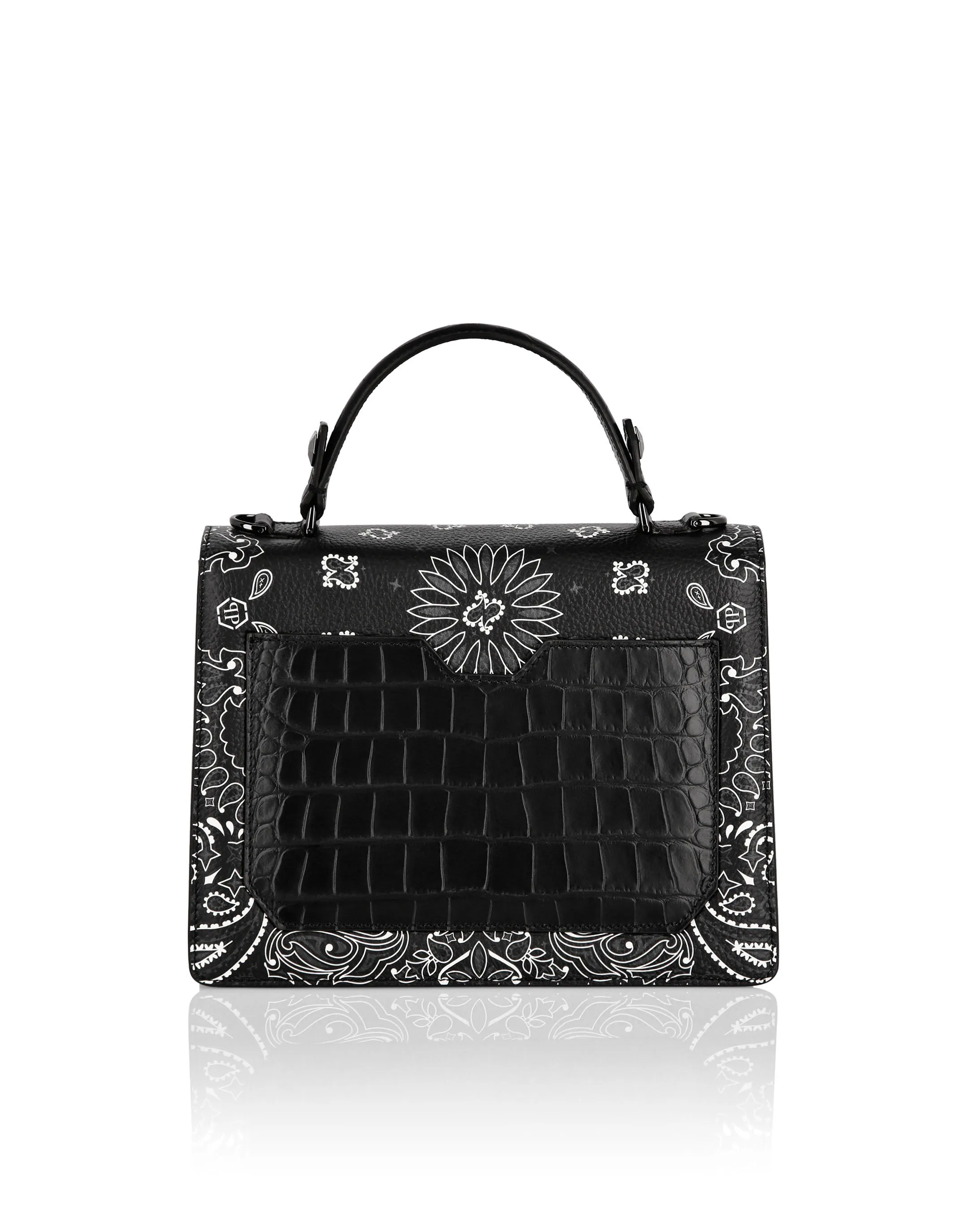 PHILIPP PLEIN Leather Superheroin Medium Handle Bag Paisley