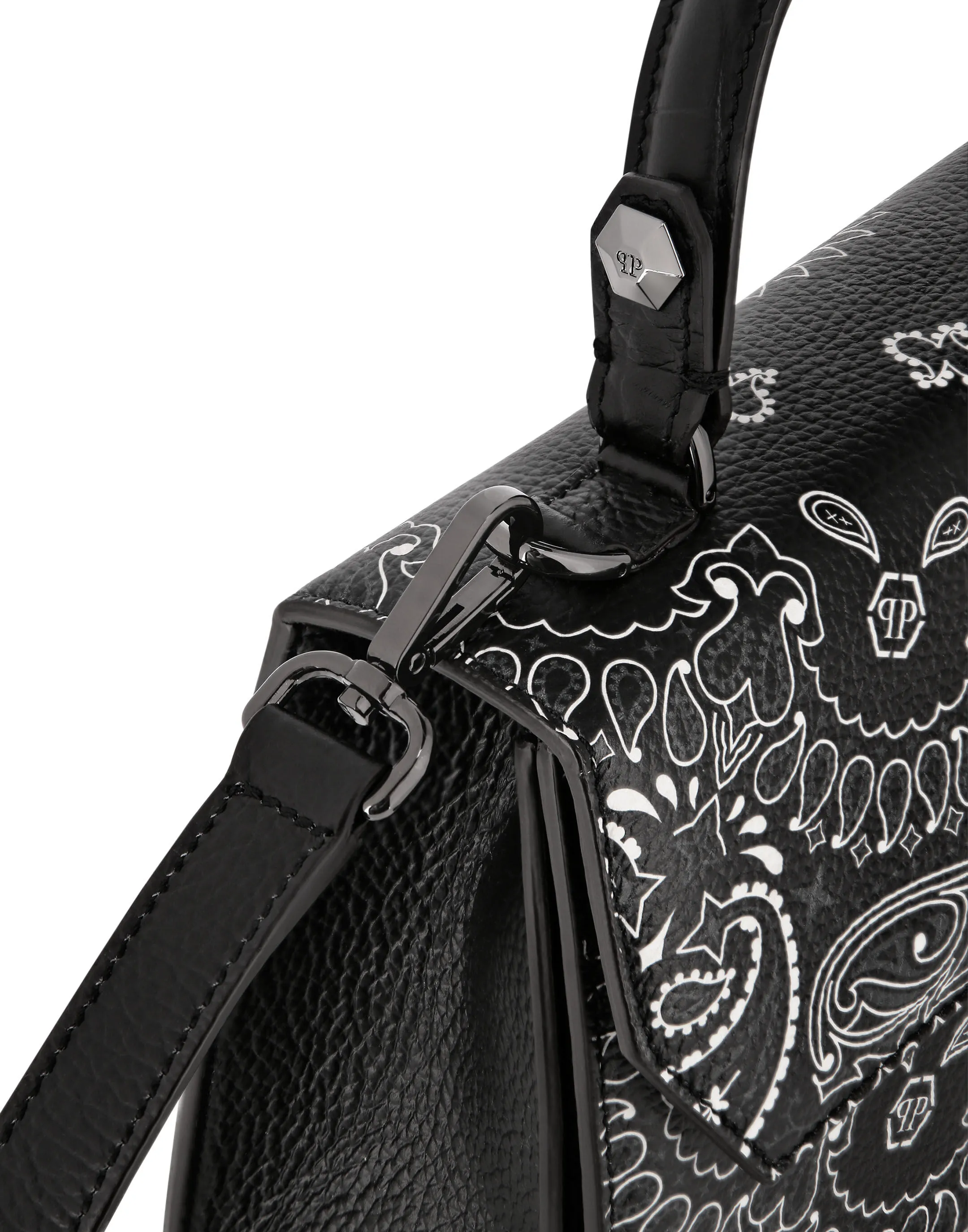 PHILIPP PLEIN Leather Superheroin Medium Handle Bag Paisley