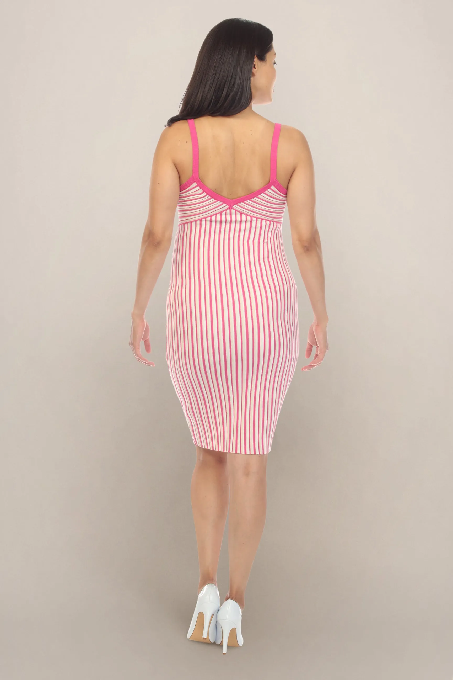 Pink Fuchsia Pinstripe Maternity Summer Dress