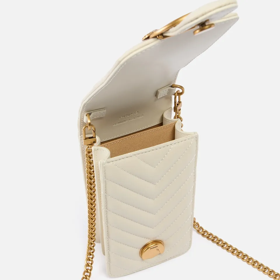 Pinko Love One Smart Chevron Leather Phone Bag