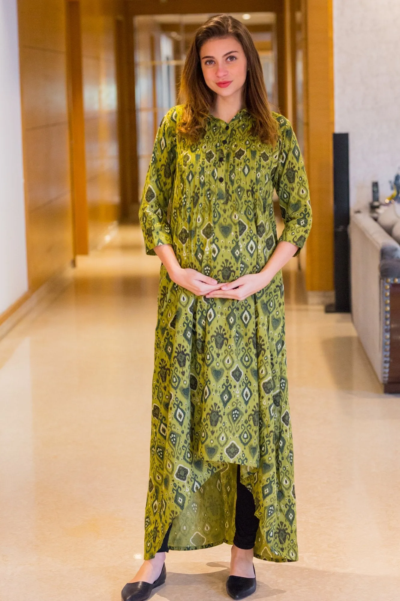 Pista Green Maternity & Nursing Kurta