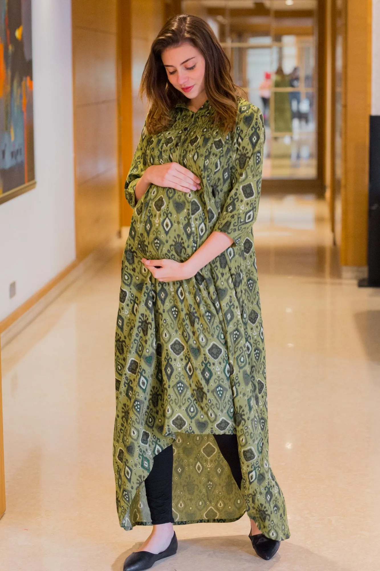 Pista Green Maternity & Nursing Kurta