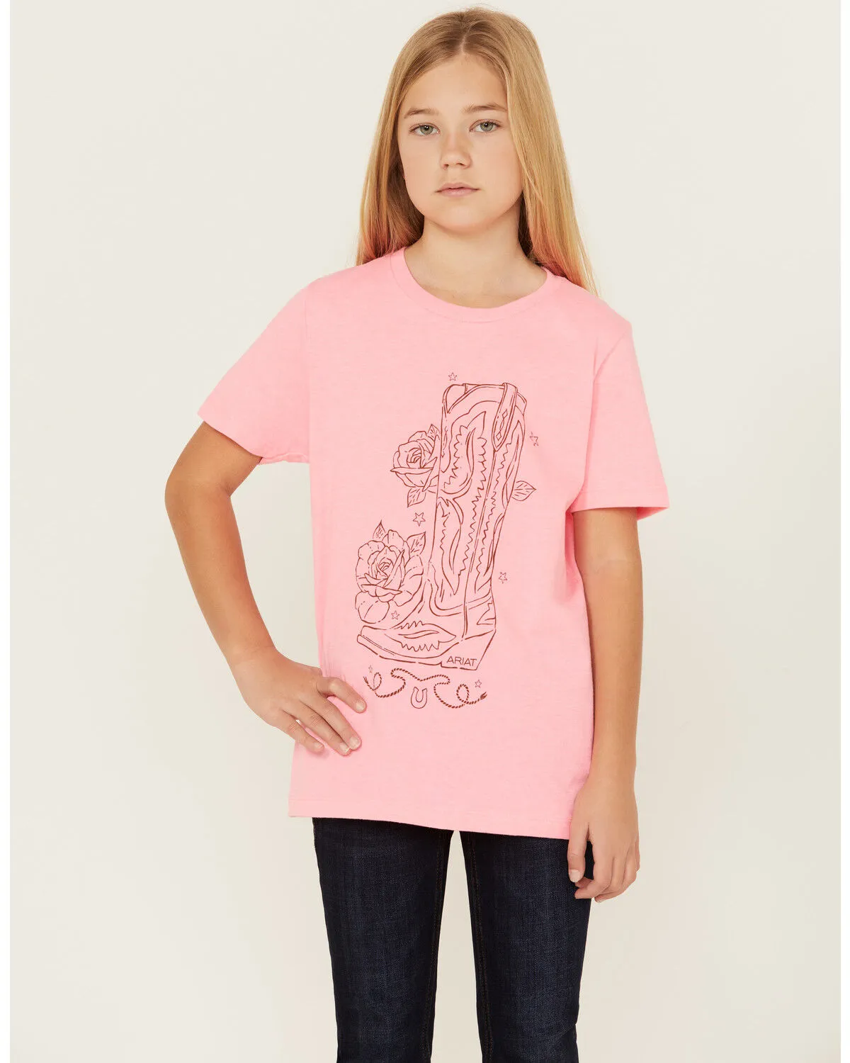 Product Name:  Ariat Girls' Boot Sketch Short Sleeve Graphic Tee