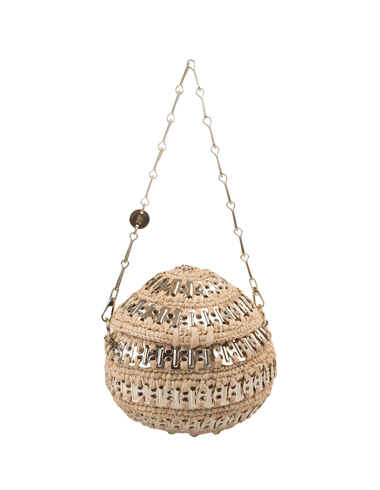 RABANNE 1969 Ball Shoulder Bag In Raffia And Metal