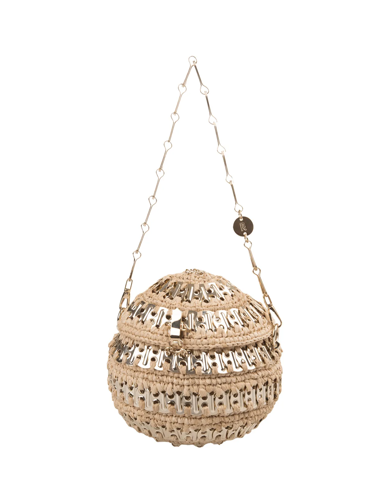 RABANNE 1969 Ball Shoulder Bag In Raffia And Metal