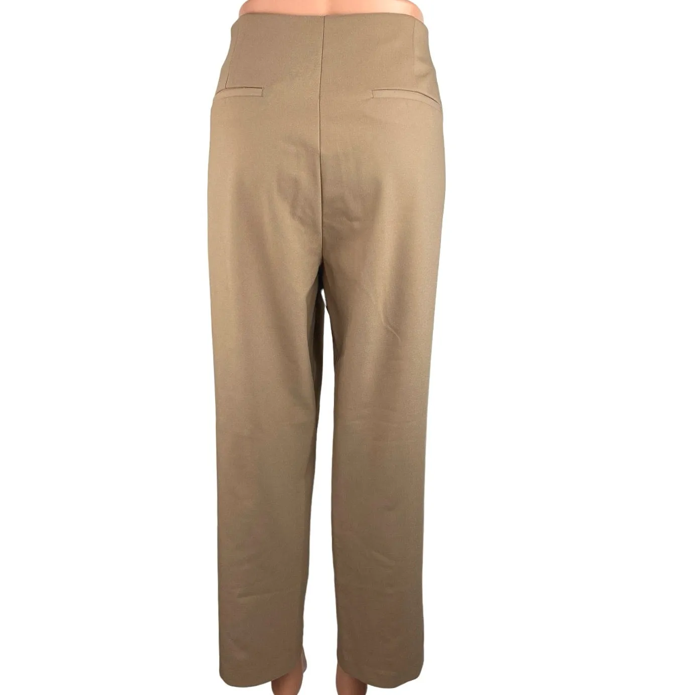 Rachel Zoe Beige High Rise Straight Leg Cropped Career Ankle Dress Pants Sz 14