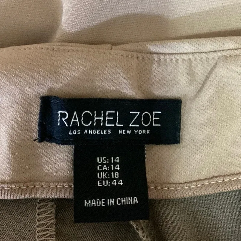 Rachel Zoe Beige High Rise Straight Leg Cropped Career Ankle Dress Pants Sz 14