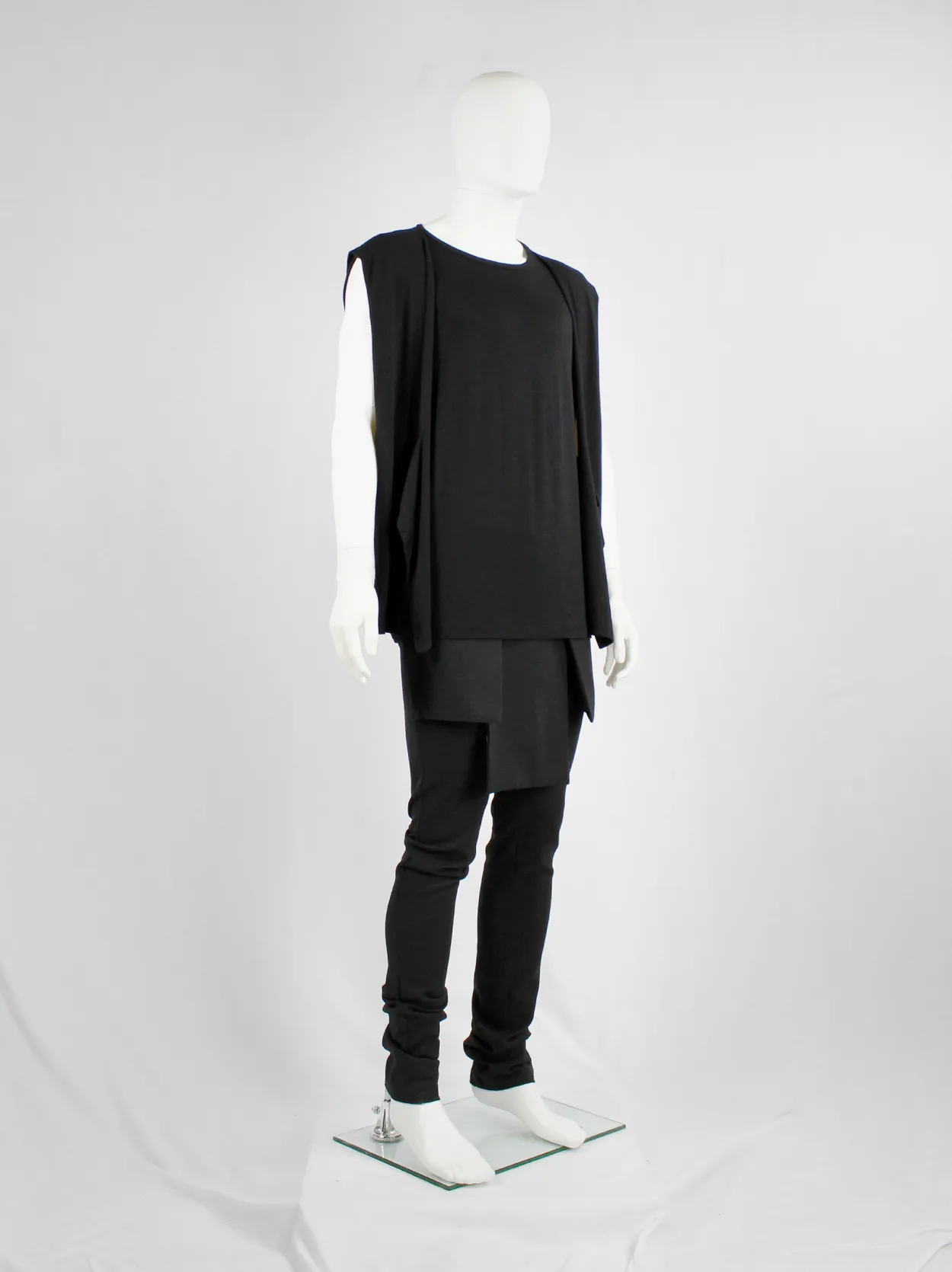 Rad by Rad Hourani black sleeveless top with attached geometric panels