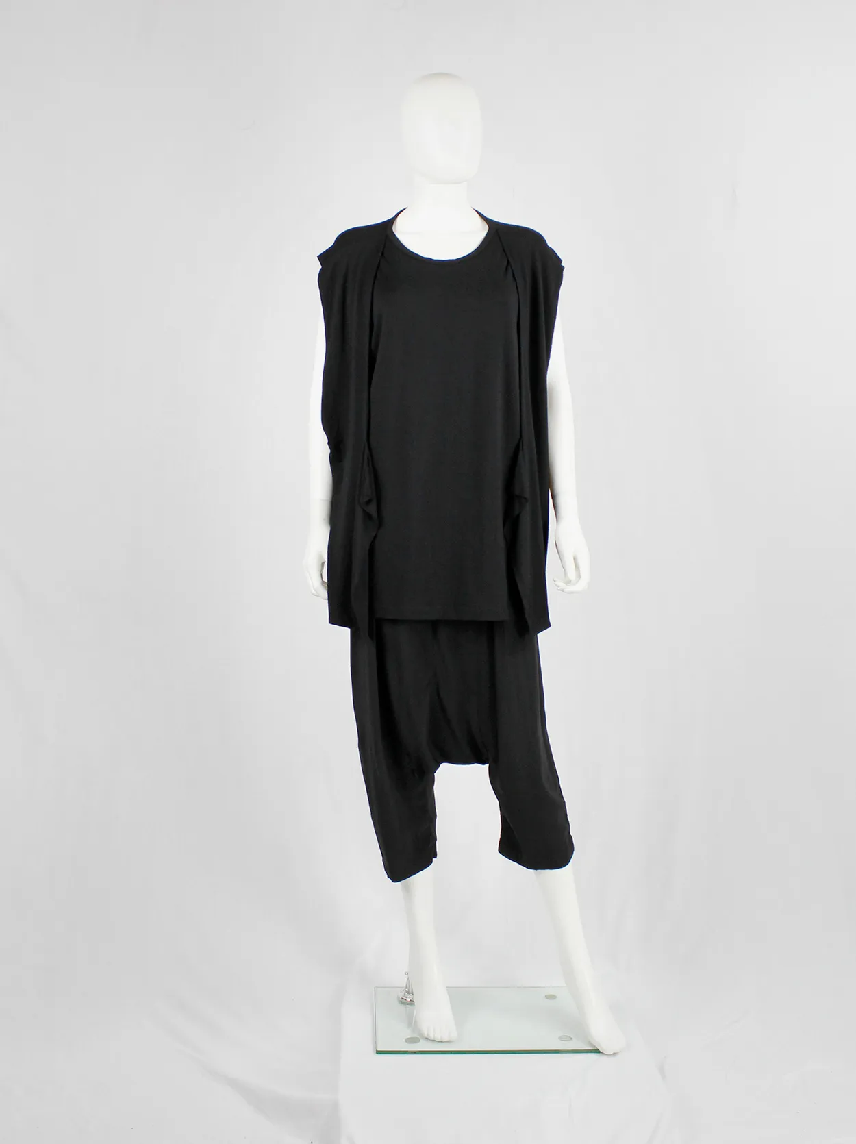 Rad by Rad Hourani black sleeveless top with attached geometric panels