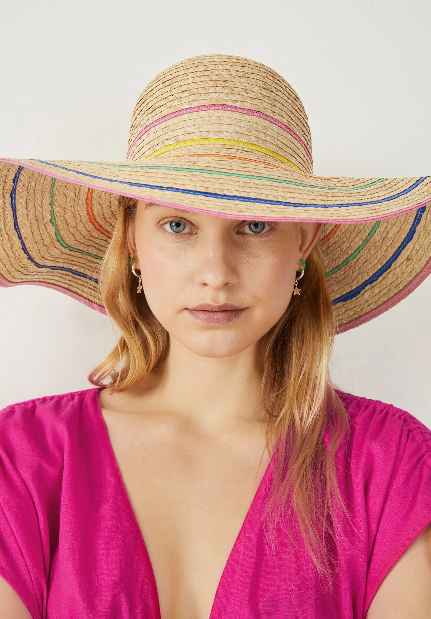 Rainbow Stripe Wide Brim Hat