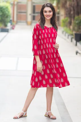 Raspberry Pleated Maternity Kurta Dress