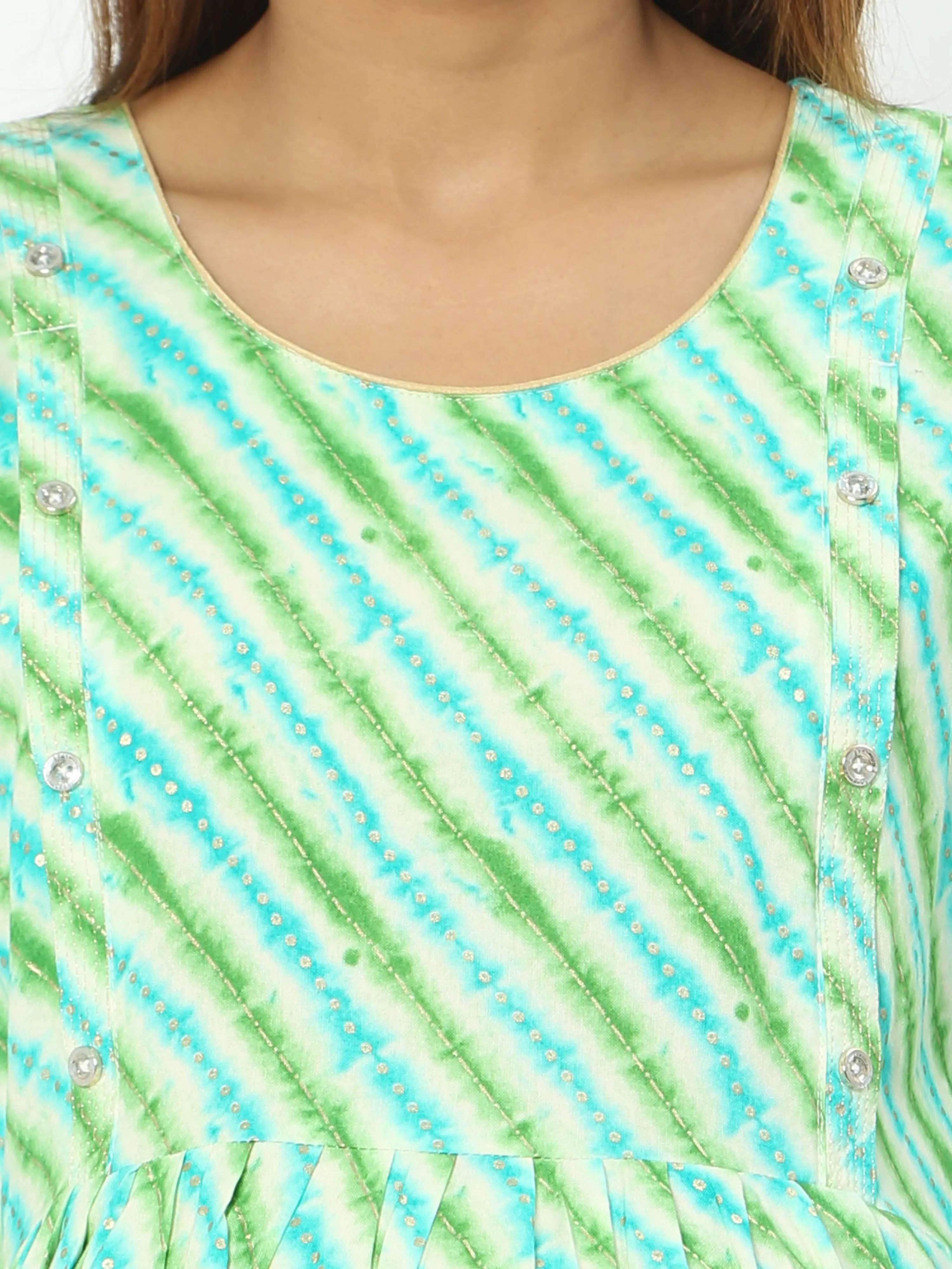 Rayon Maternity Feeding Kurti Blue & Green