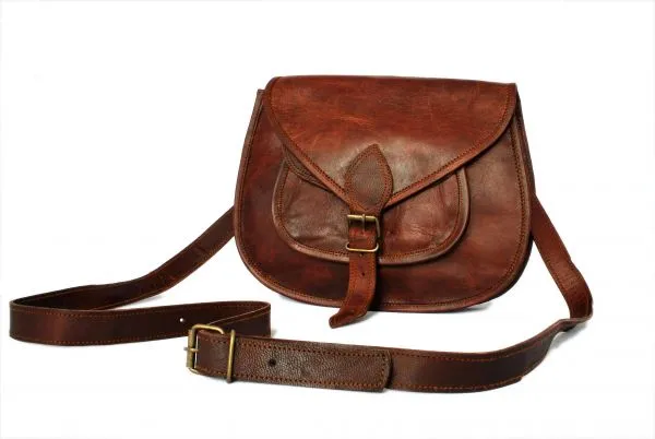 Retro Fashion Genuine Leather Bag Vintage with Shoulder Strap - 9 inches