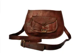 Retro Fashion Genuine Leather Bag Vintage with Shoulder Strap - 9 inches