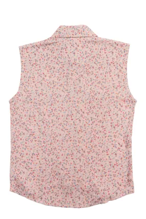 Rockin C Girl's Pale Pink Floral Print Sleeveless Western Top