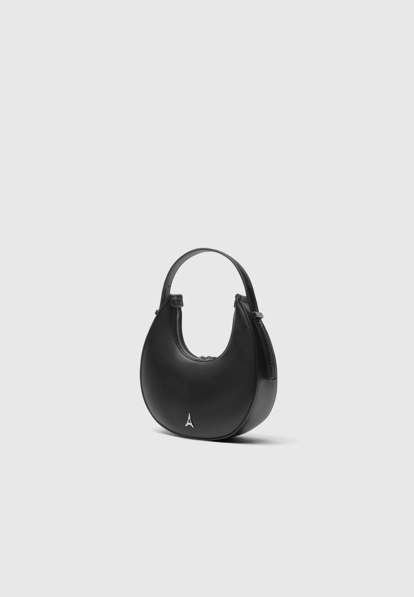 Round Leather Bag - Black