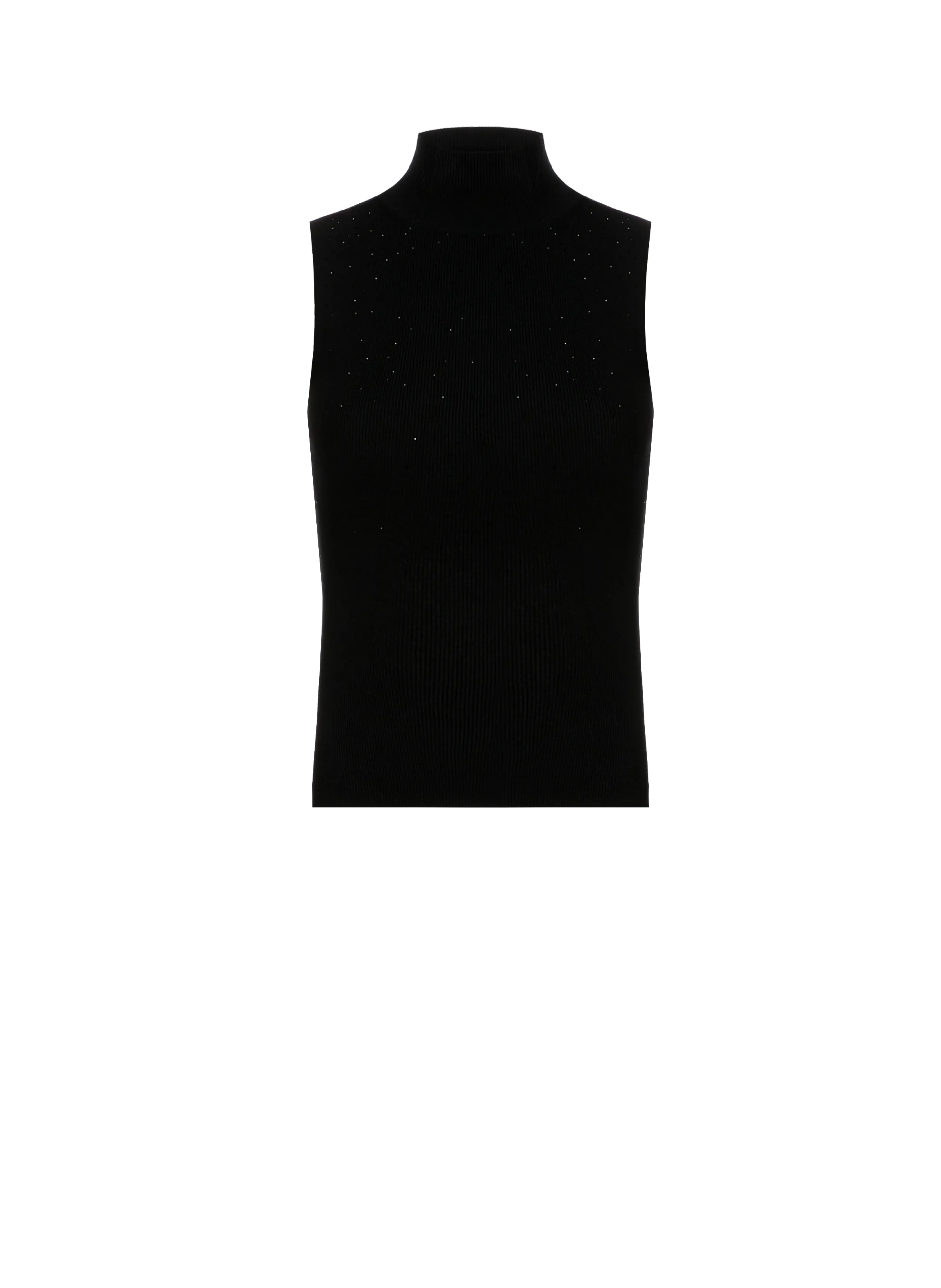 Saison 1865  Sleeveless straight fit top with rhinestones - Black